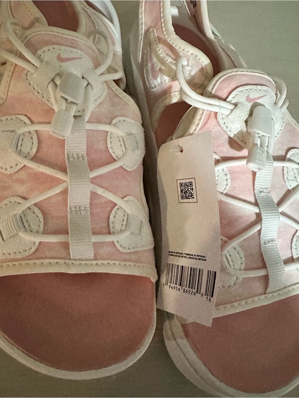 Nike Women's Pink and White Sandal Slide
